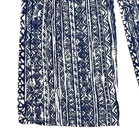 NWT- Three Dots- Navy/White Tribal Print Flowy Pull On Pants- Large - Picture 4 of 7